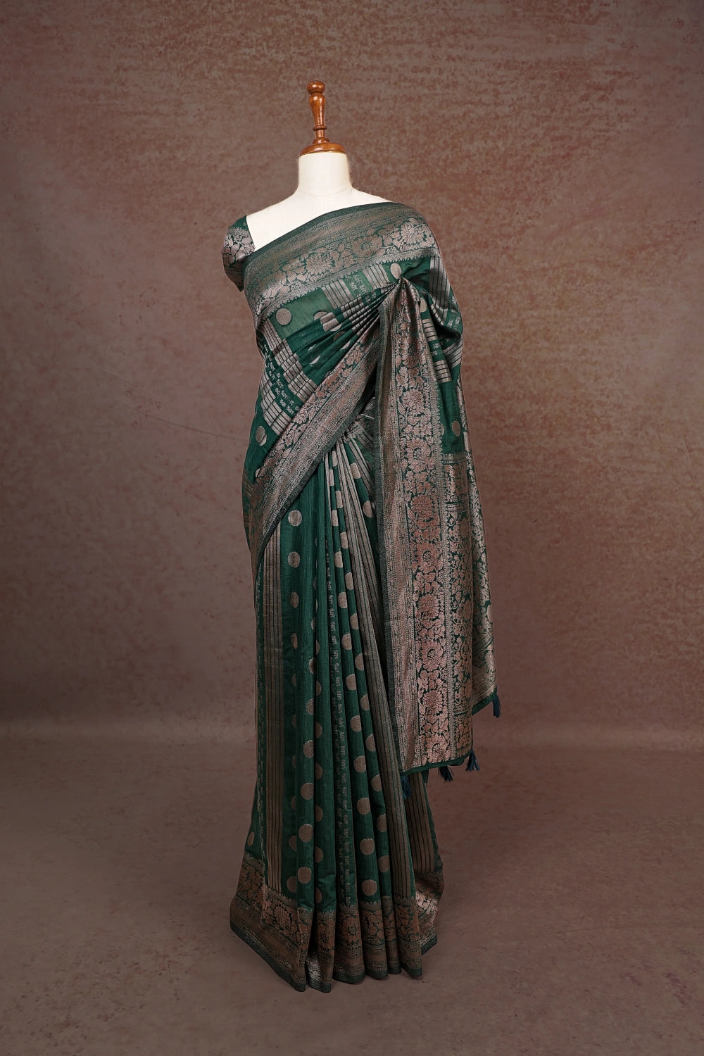 Bottle Green Semi Linen Saree