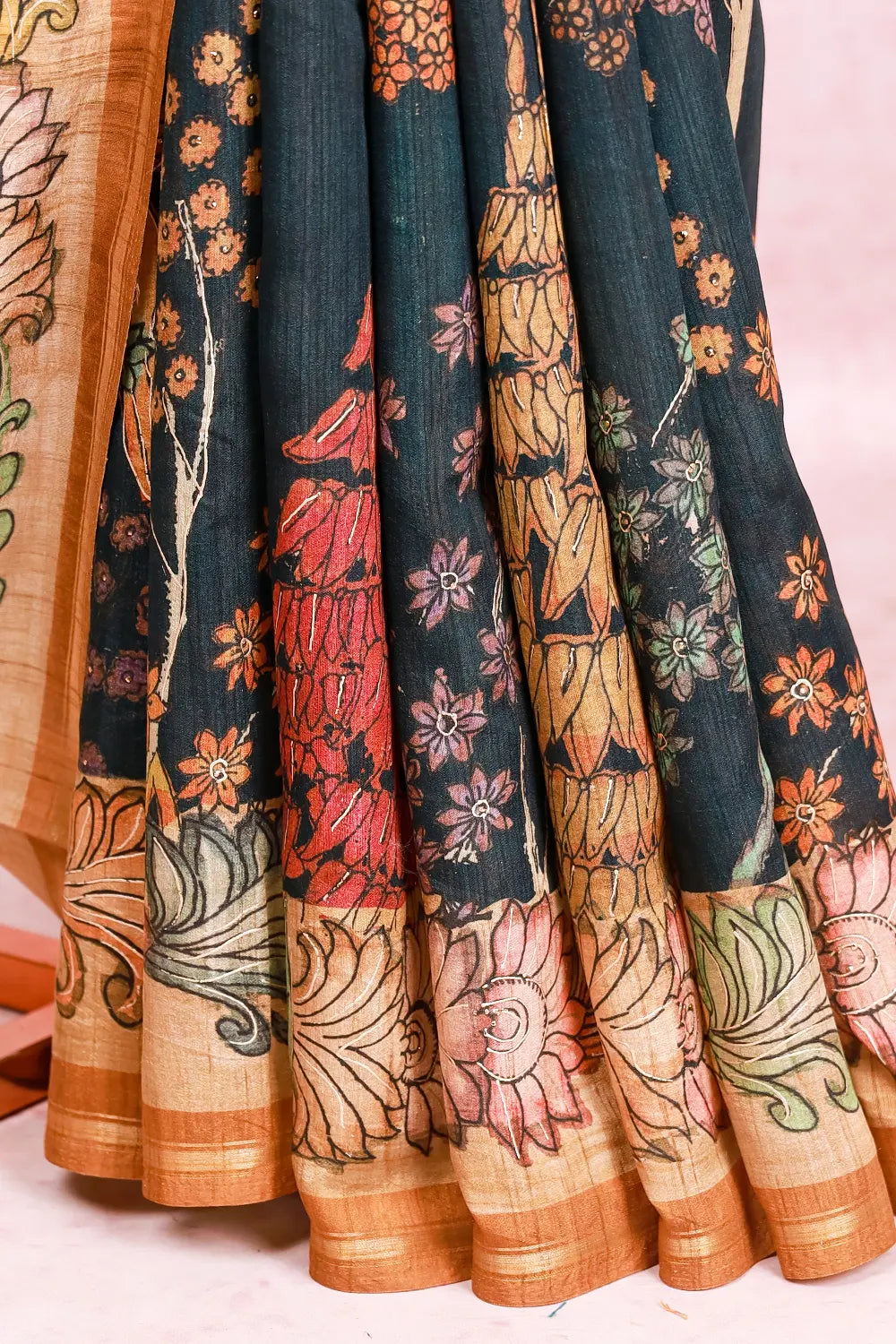 Bottle Green Semi Tussar Saree
