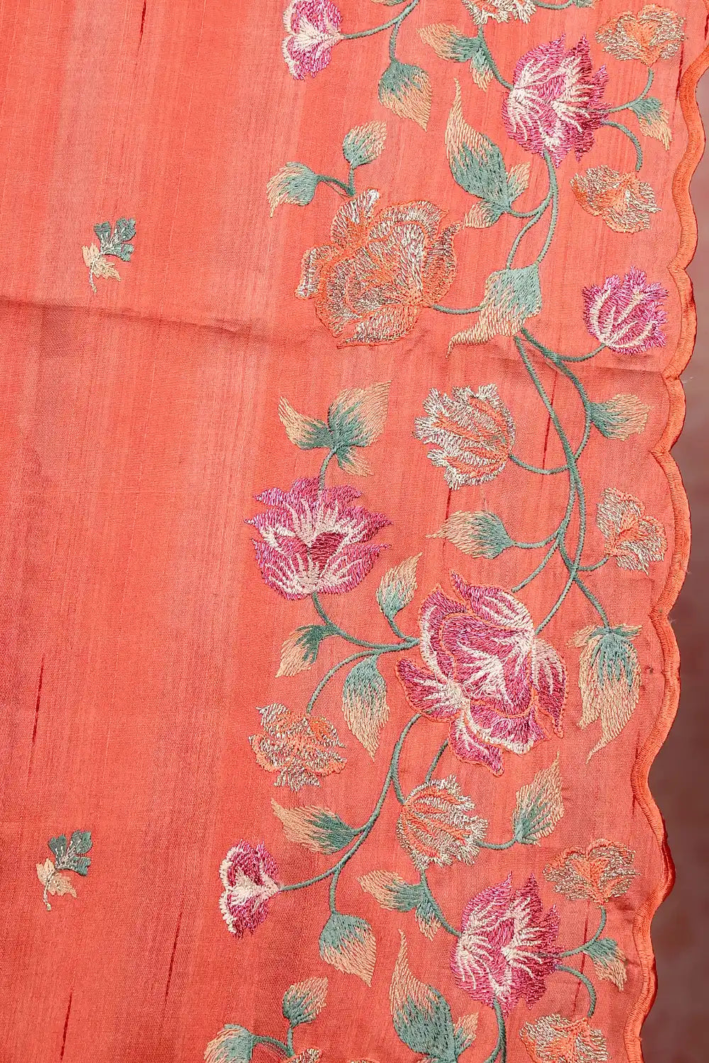 Brick Color Semi Jute Saree