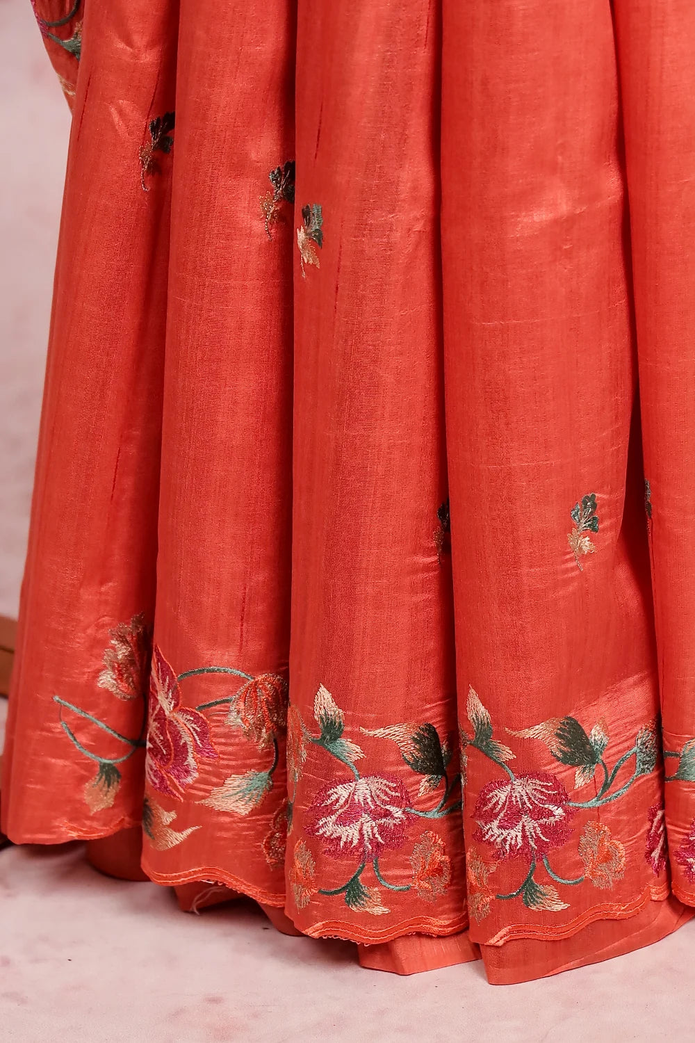 Brick Color Semi Jute Saree