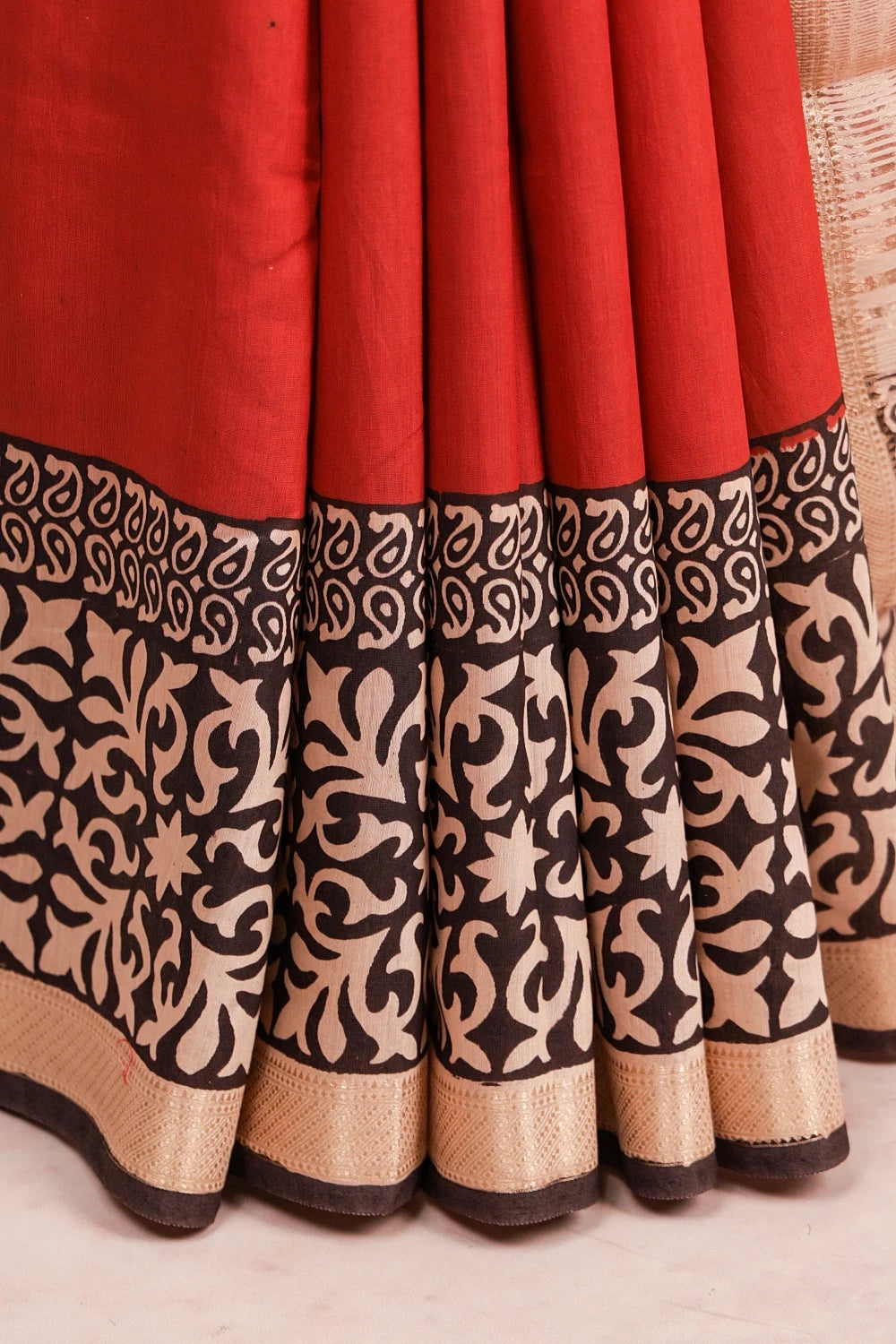 Brick Orange Semi Chanderi Silk Saree