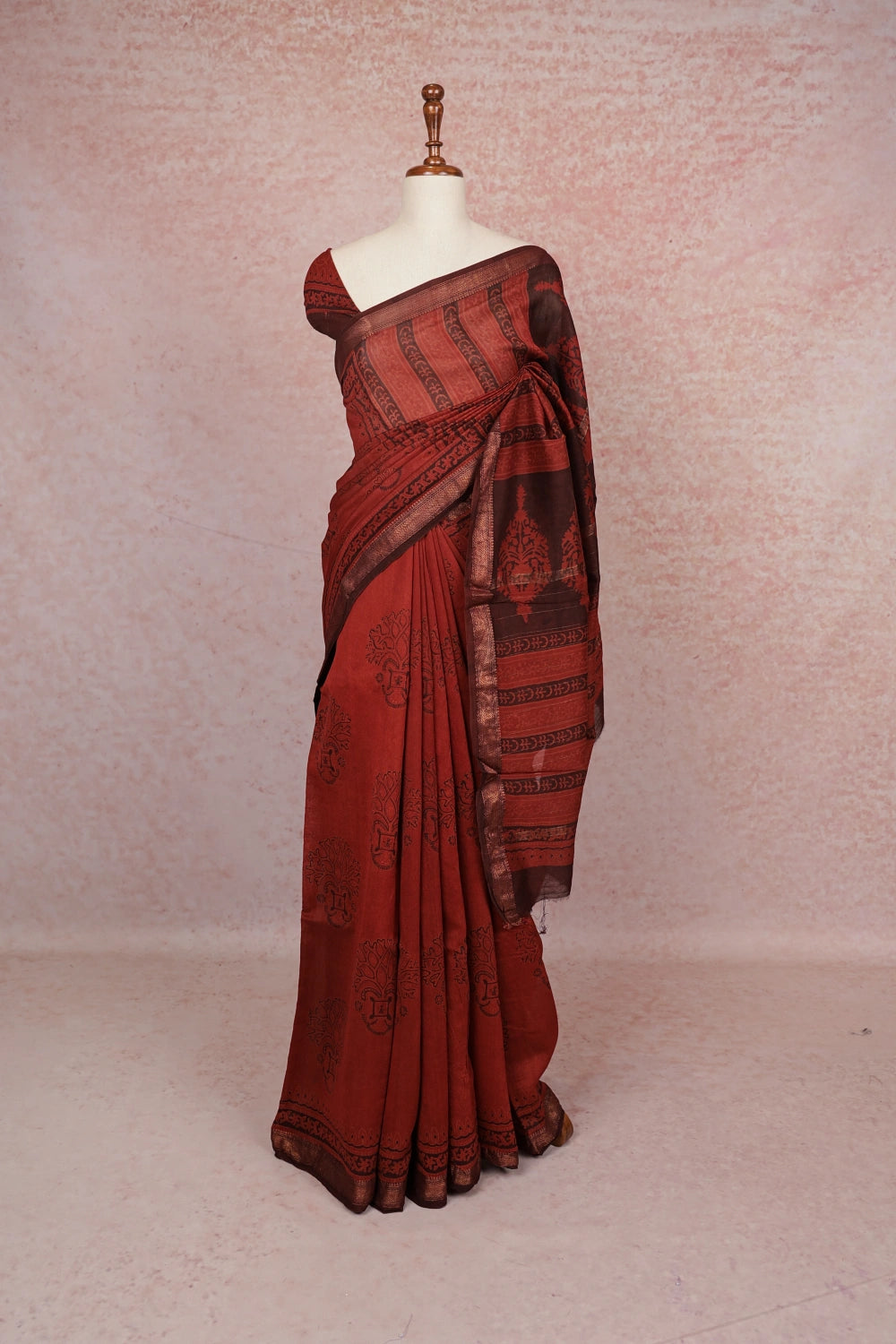 Brick Red Chanderi Saree