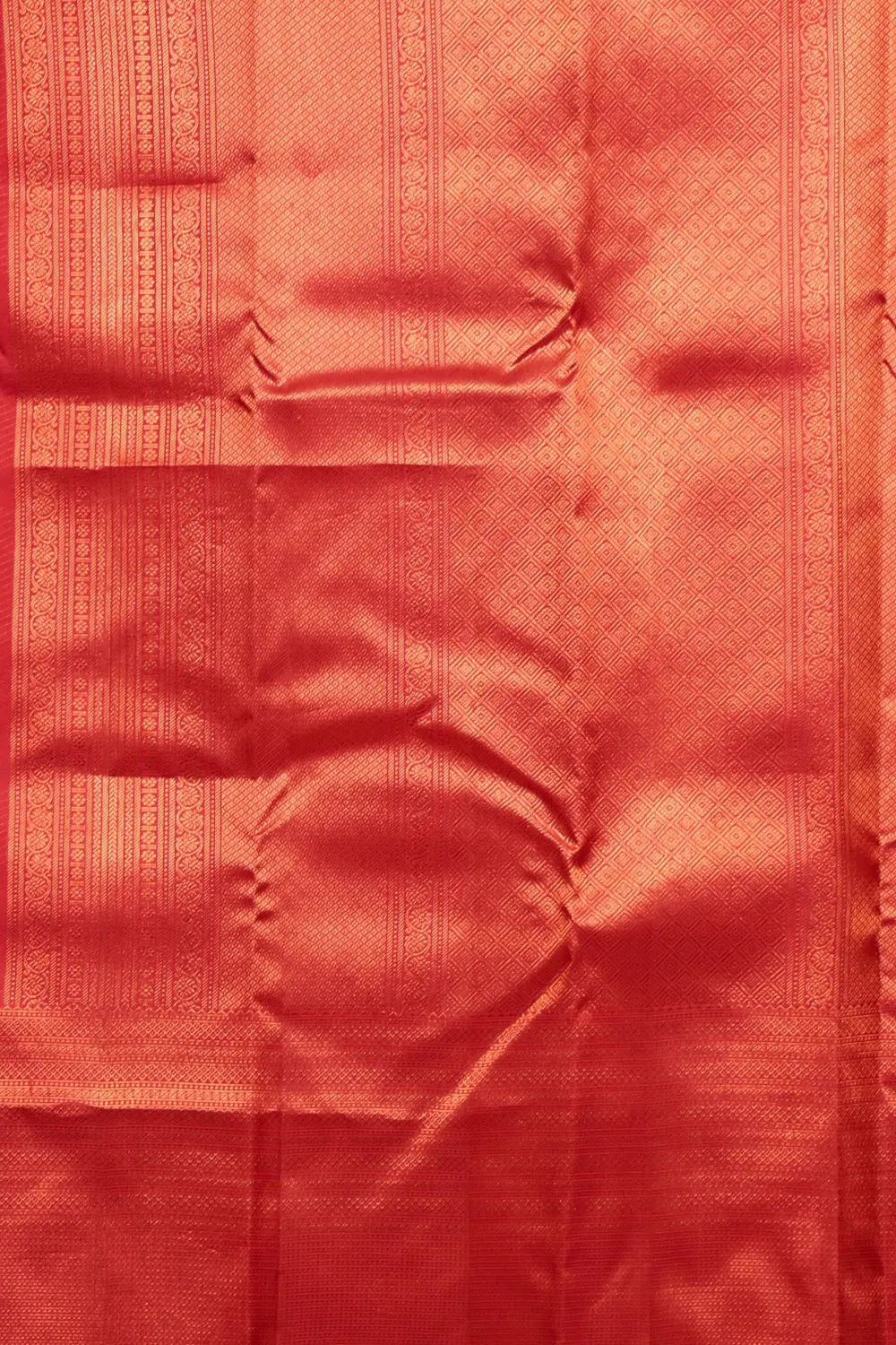 Brick Red Kancheepuram Silk Small Butta Saree With Merged Border - Seematti