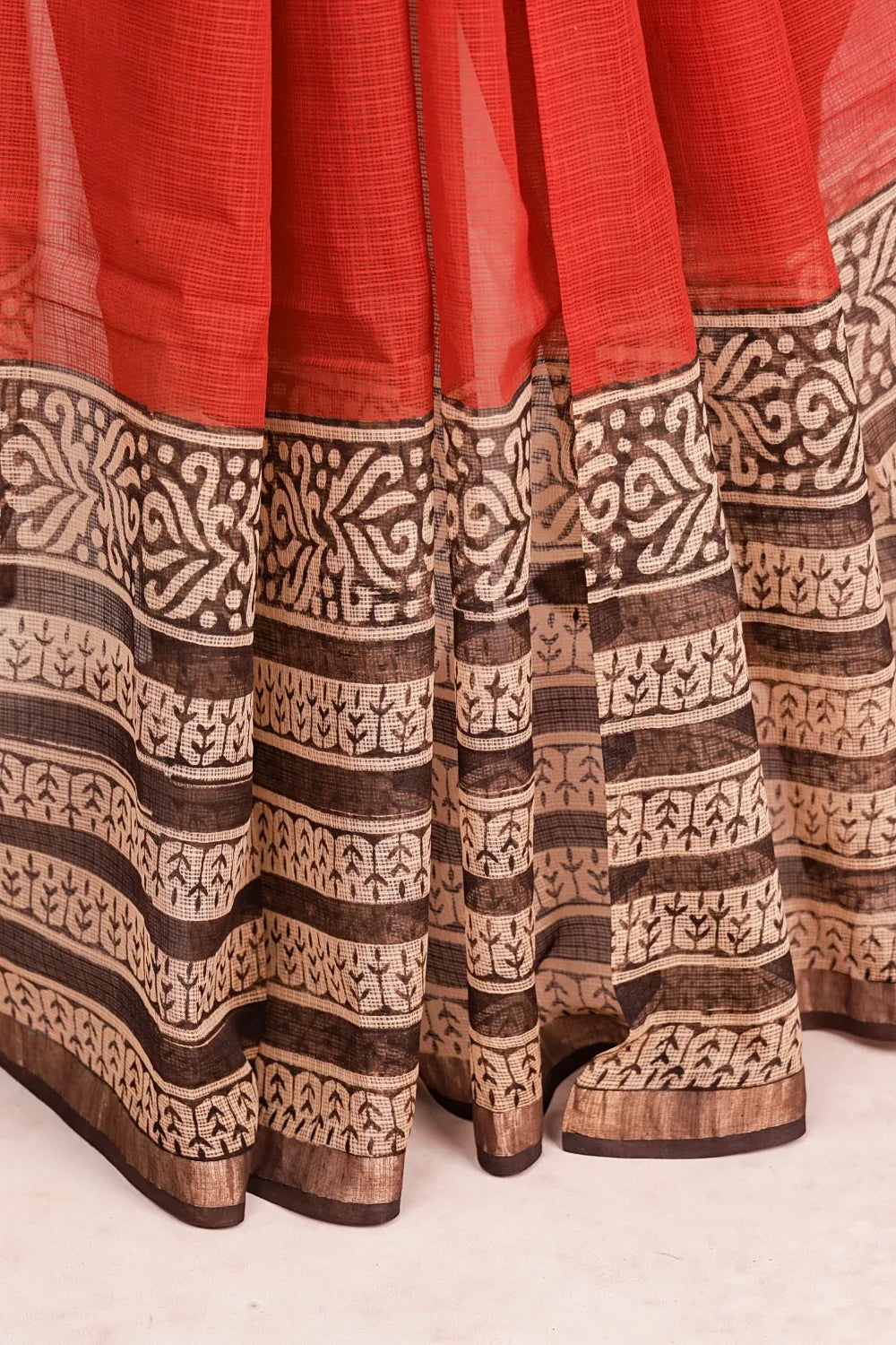 Brick Red Net Kota Saree