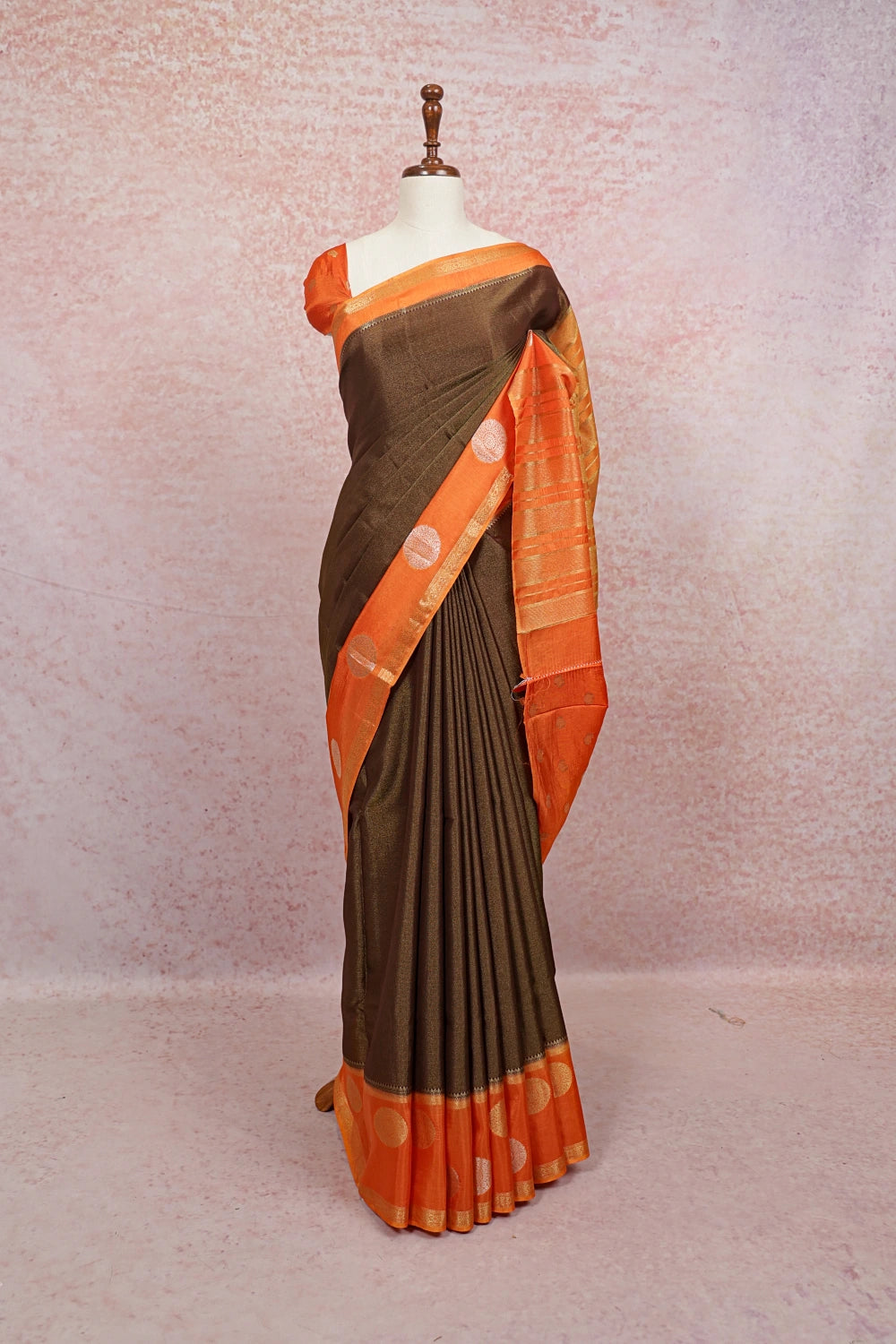 Brown Banarasi Silk Saree - Seematti