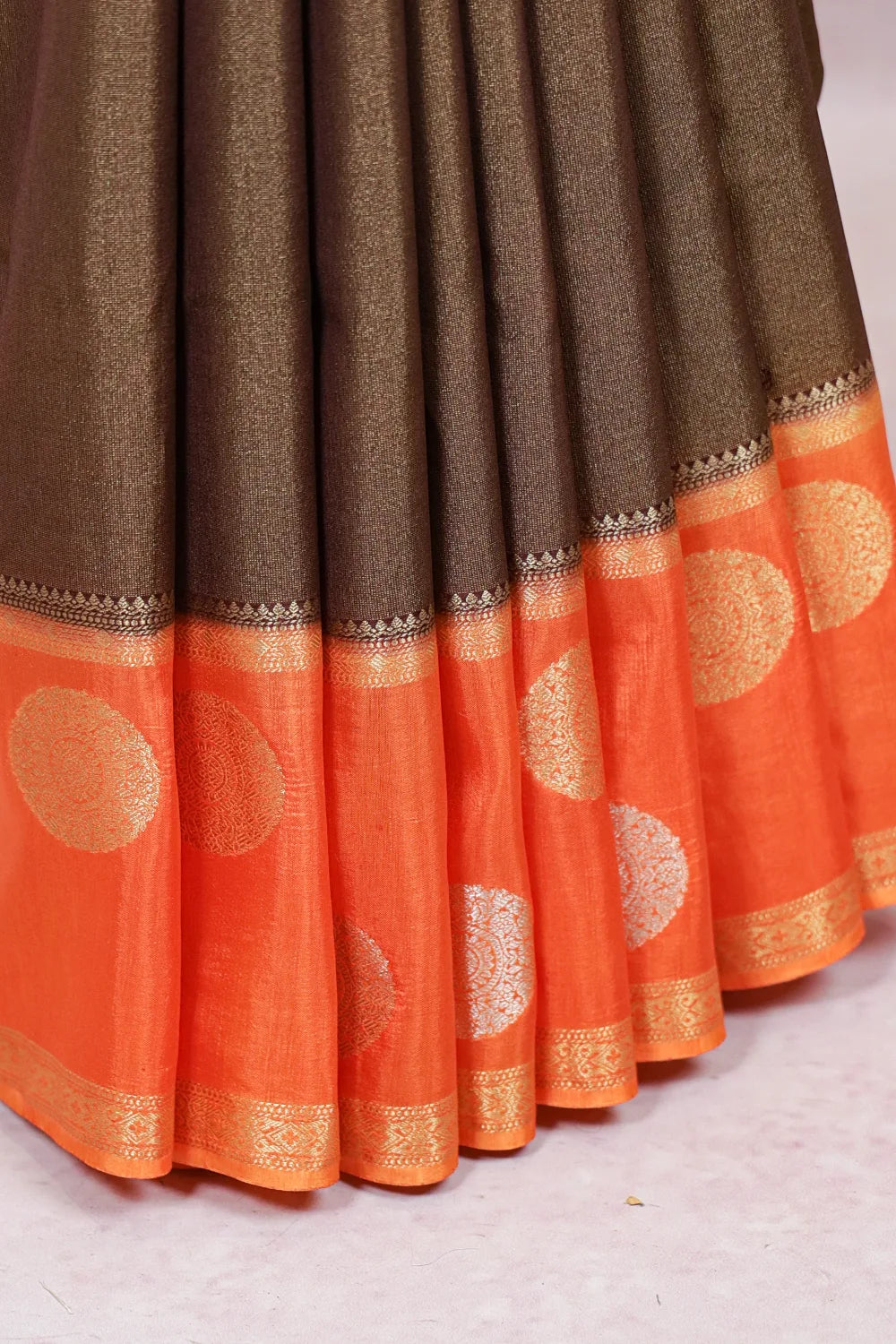 Brown Banarasi Silk Saree - Seematti