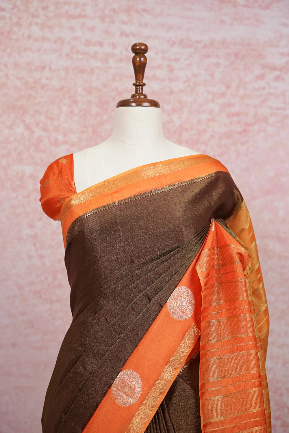 Brown Banarasi Silk Saree - Seematti