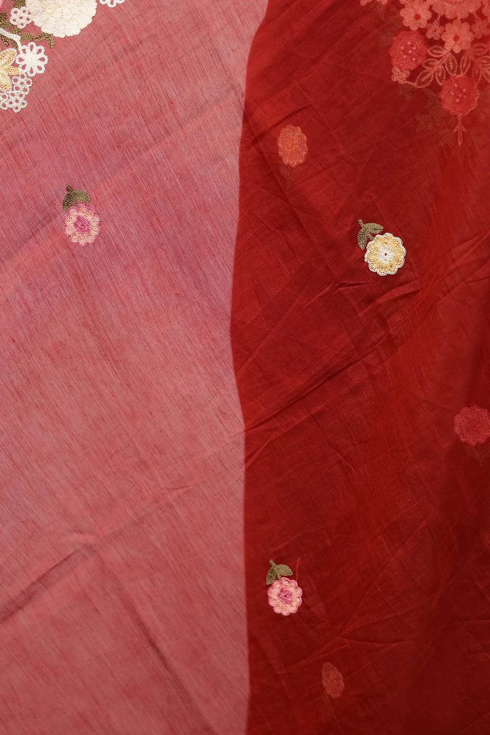 Brown Chanderi Embroidery Unstitched Churidar Material