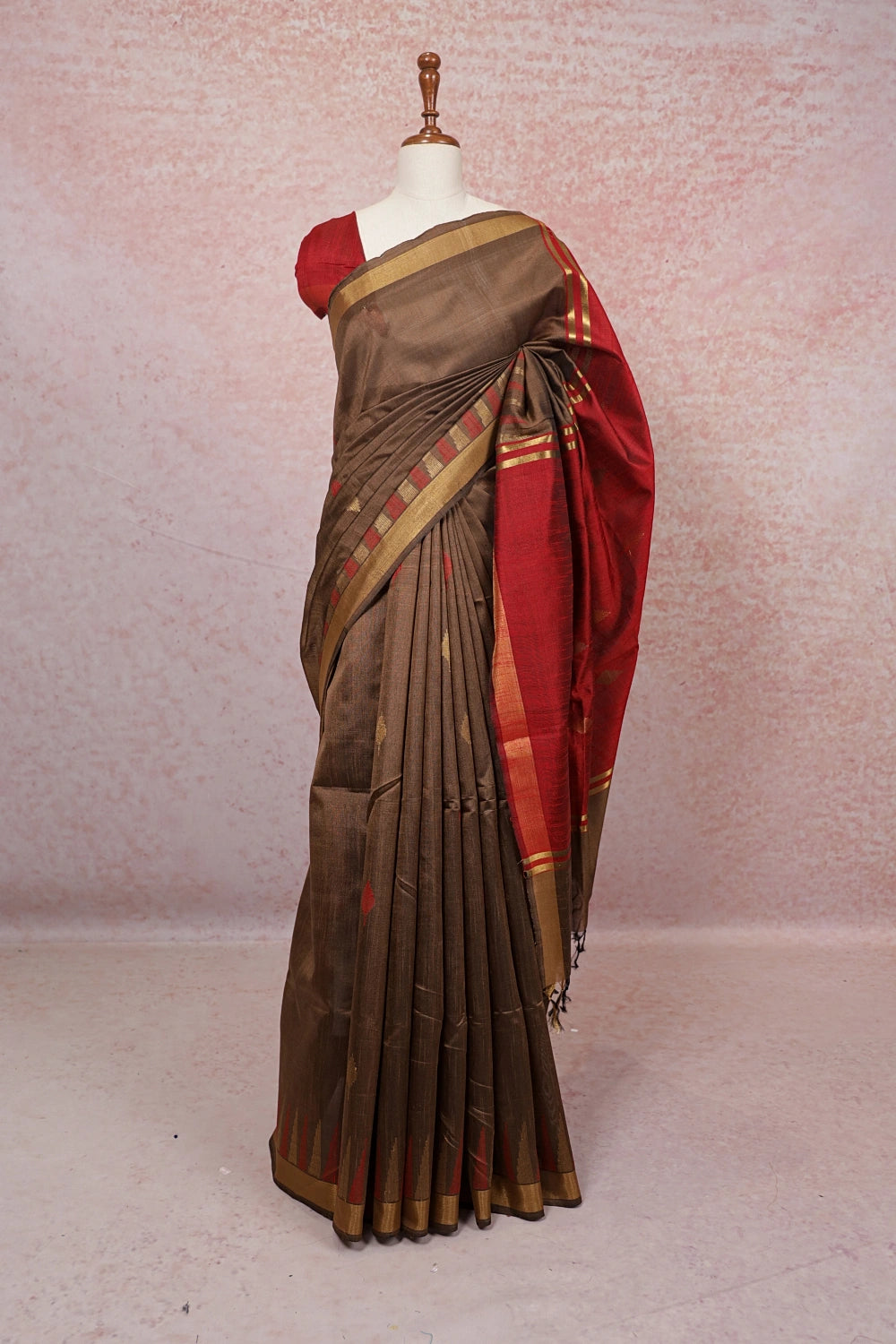 Brown Semi Jute Saree - Seematti