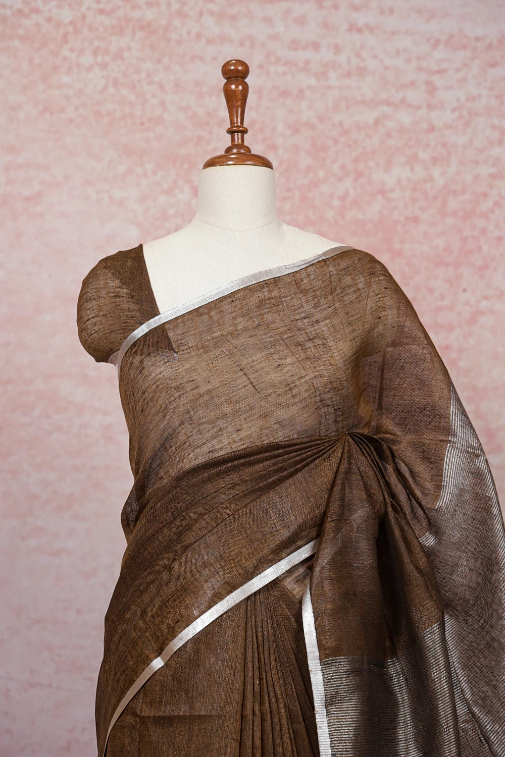 Brown Semi Linen Saree - Seematti