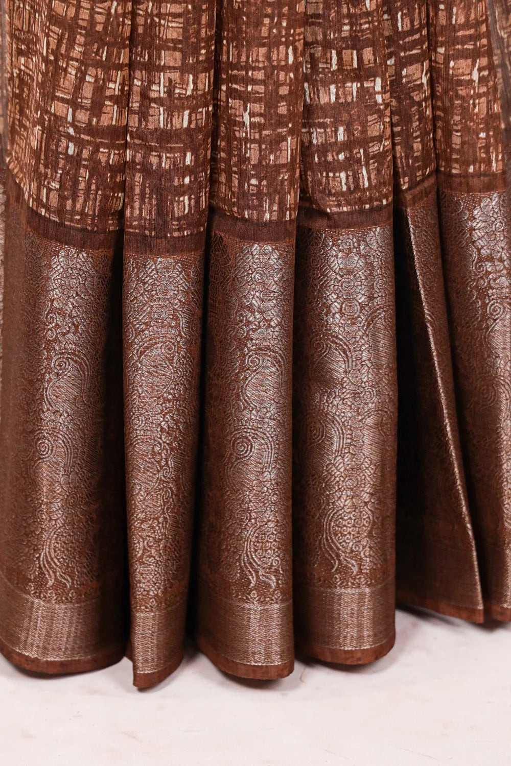 Brown Semi Tussar Saree - Seematti