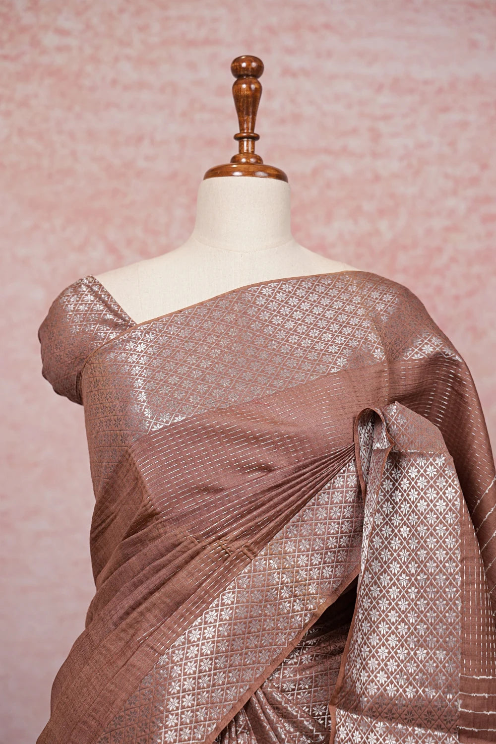 Brown Semi Tussar Saree - Seematti
