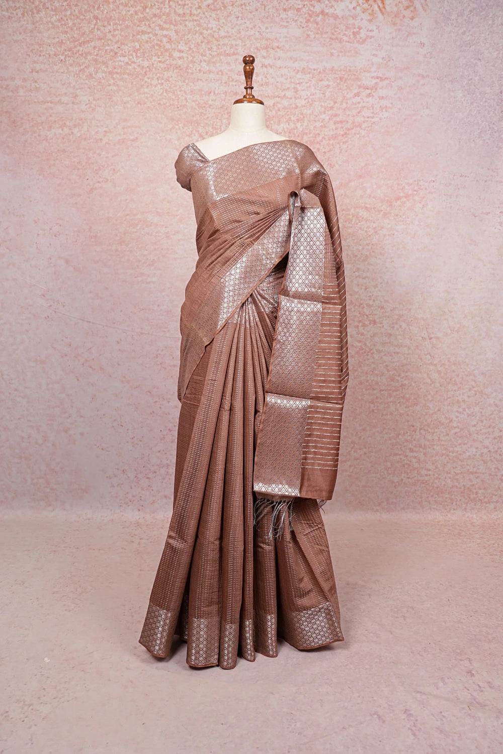 Brown Semi Tussar Saree - Seematti
