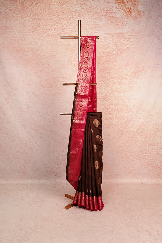 Brown Tussar Banarasi Saree