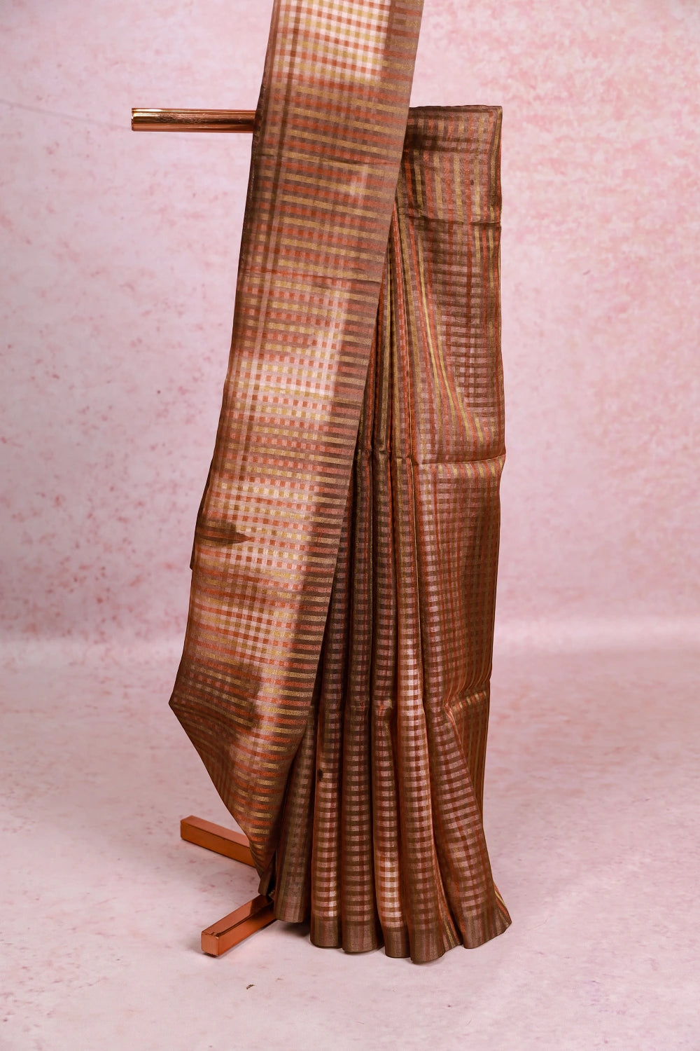 Brownish Grey Cotton Tissue Saree