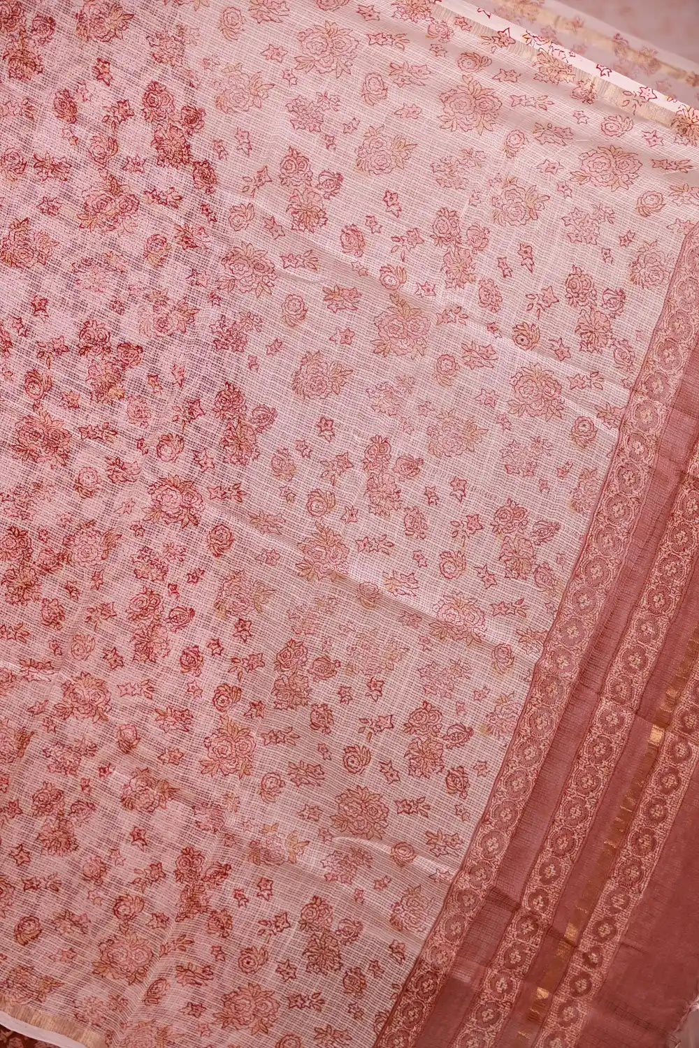 Brownish Pink Cotton Floral Print Unstitched Churidhar Material