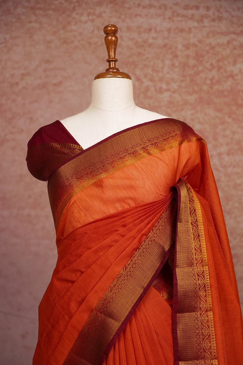 Burnt Orange Semi Jute Saree