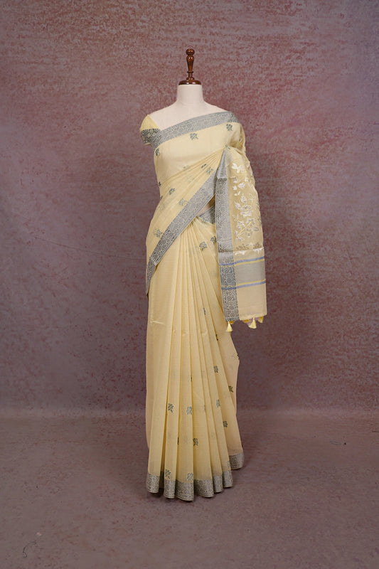 Butter Yellow Color Kota Saree - Seematti