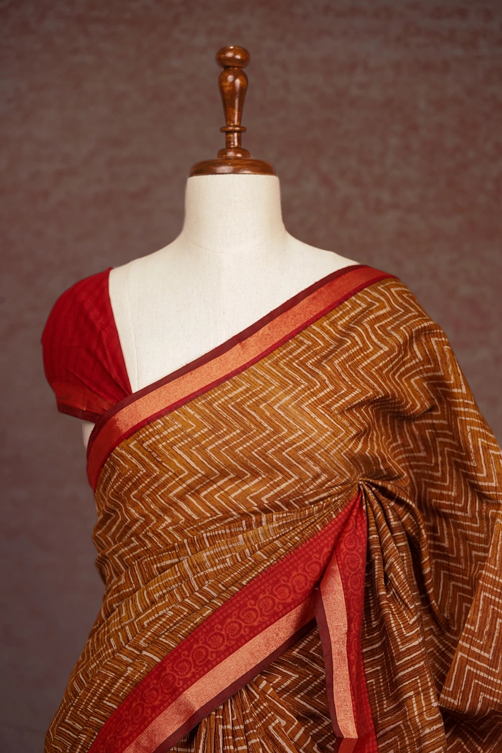 Caramel Shade Semi Chanderi Saree