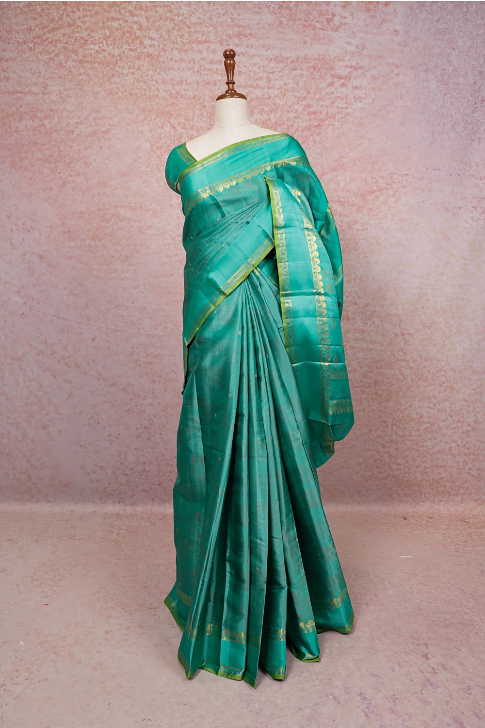 Caribbean Green Color Kancheepuram Silk Saree - Seematti