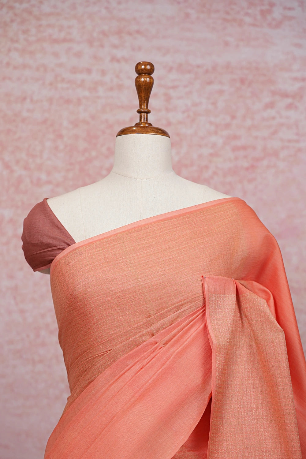 Carrot Color Tussar Silk Saree - Seematti