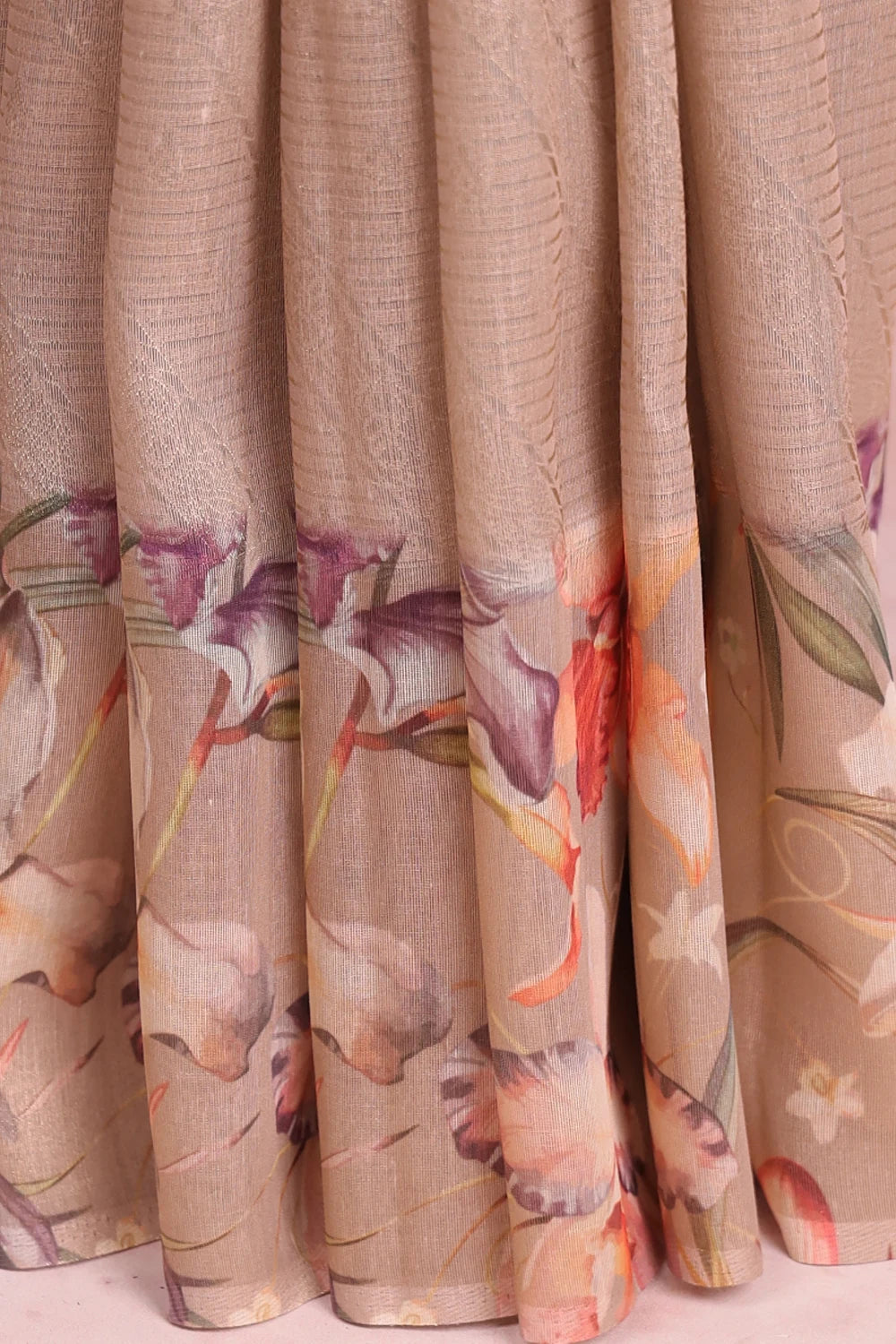 Champagane Beige Chanderi Tissue Saree