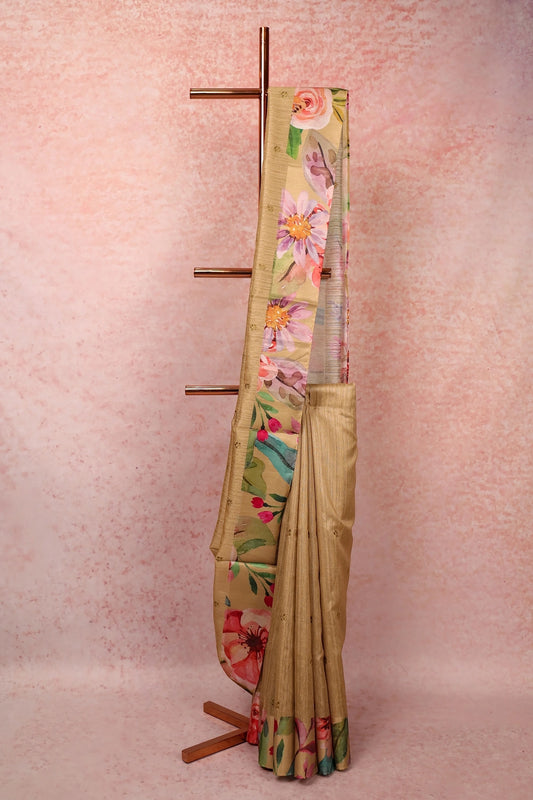 Chikku Color Semi Jute Saree