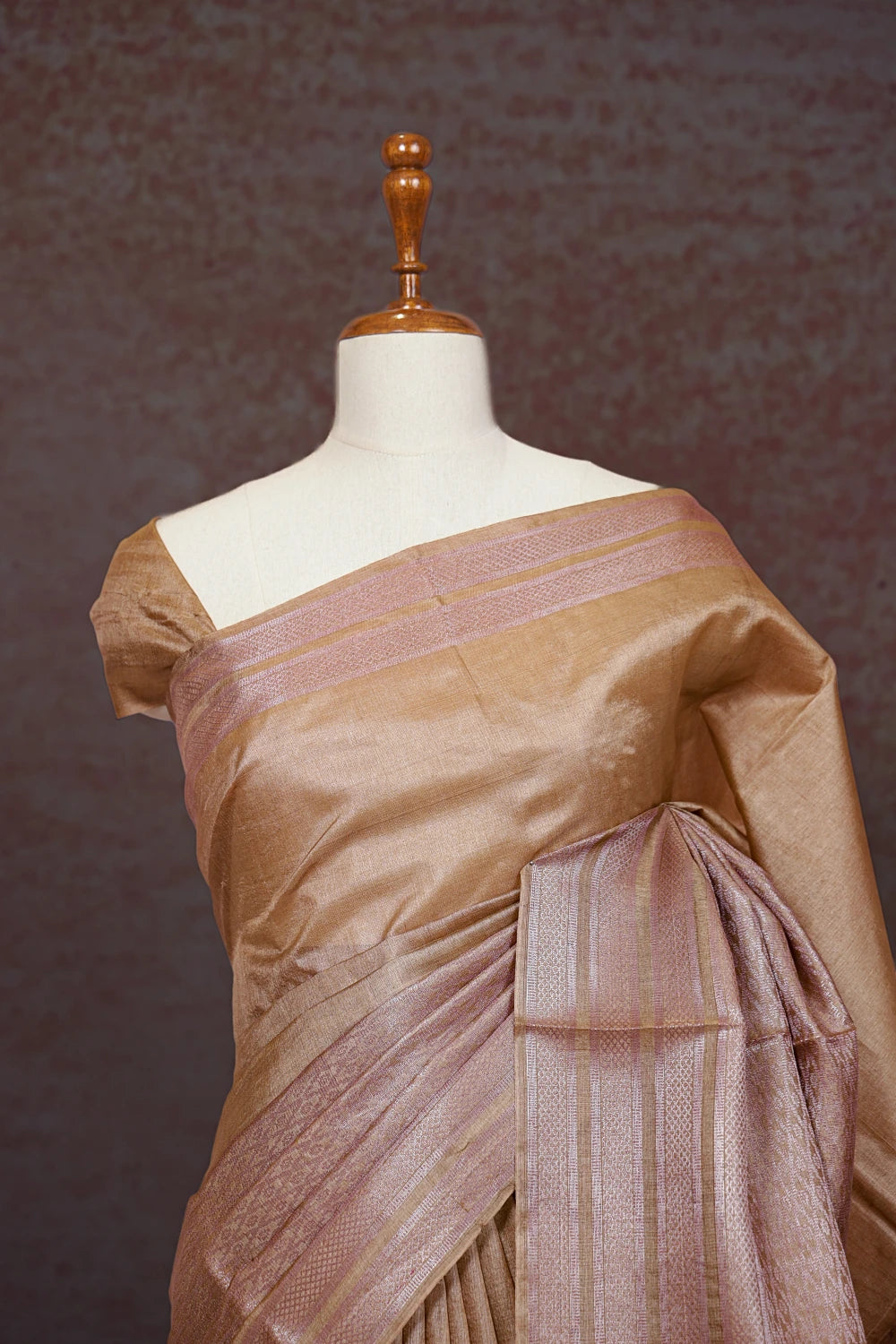 Chikku Color Tussar Silk Saree - Seematti
