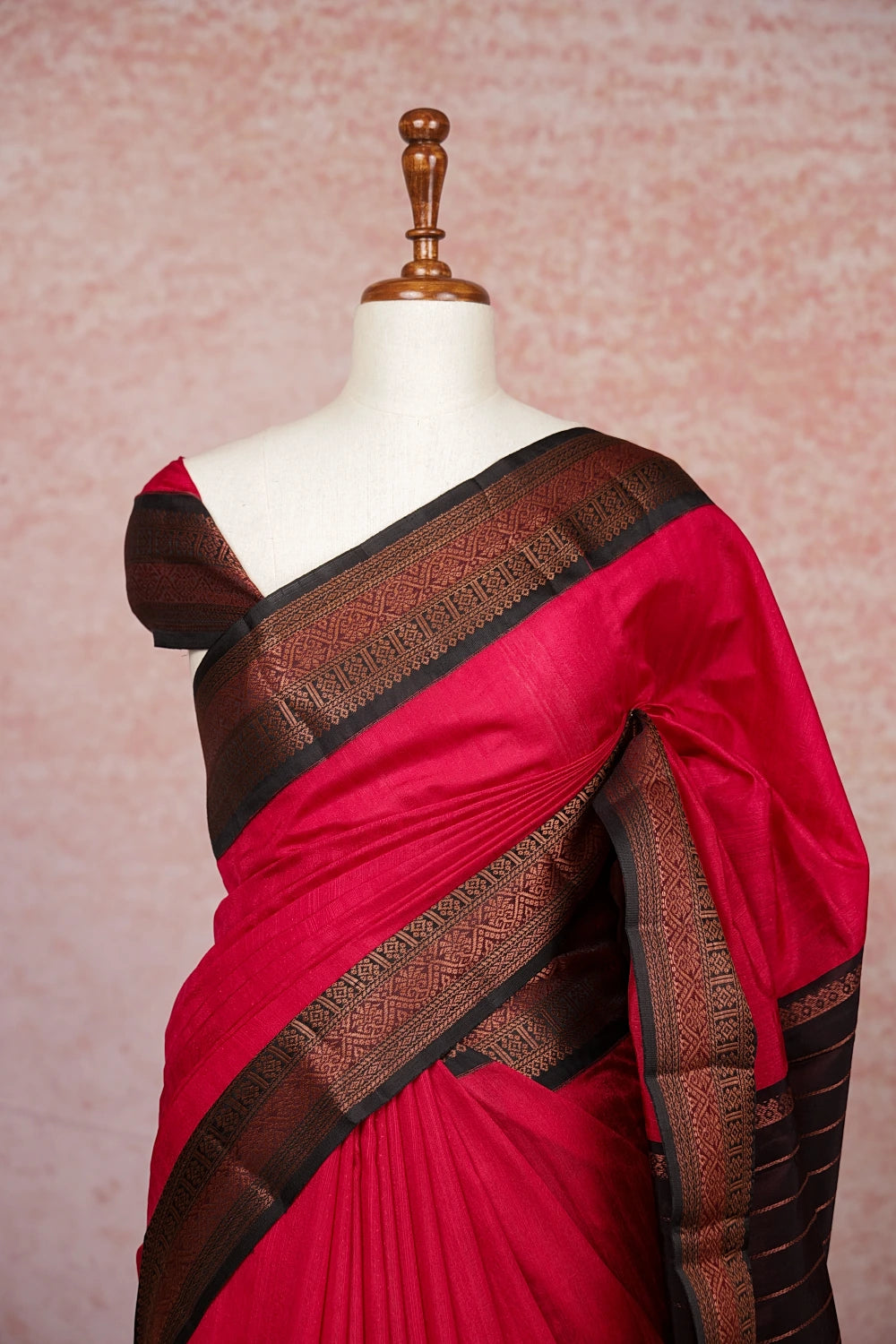Chilly Red Semi Jute Saree