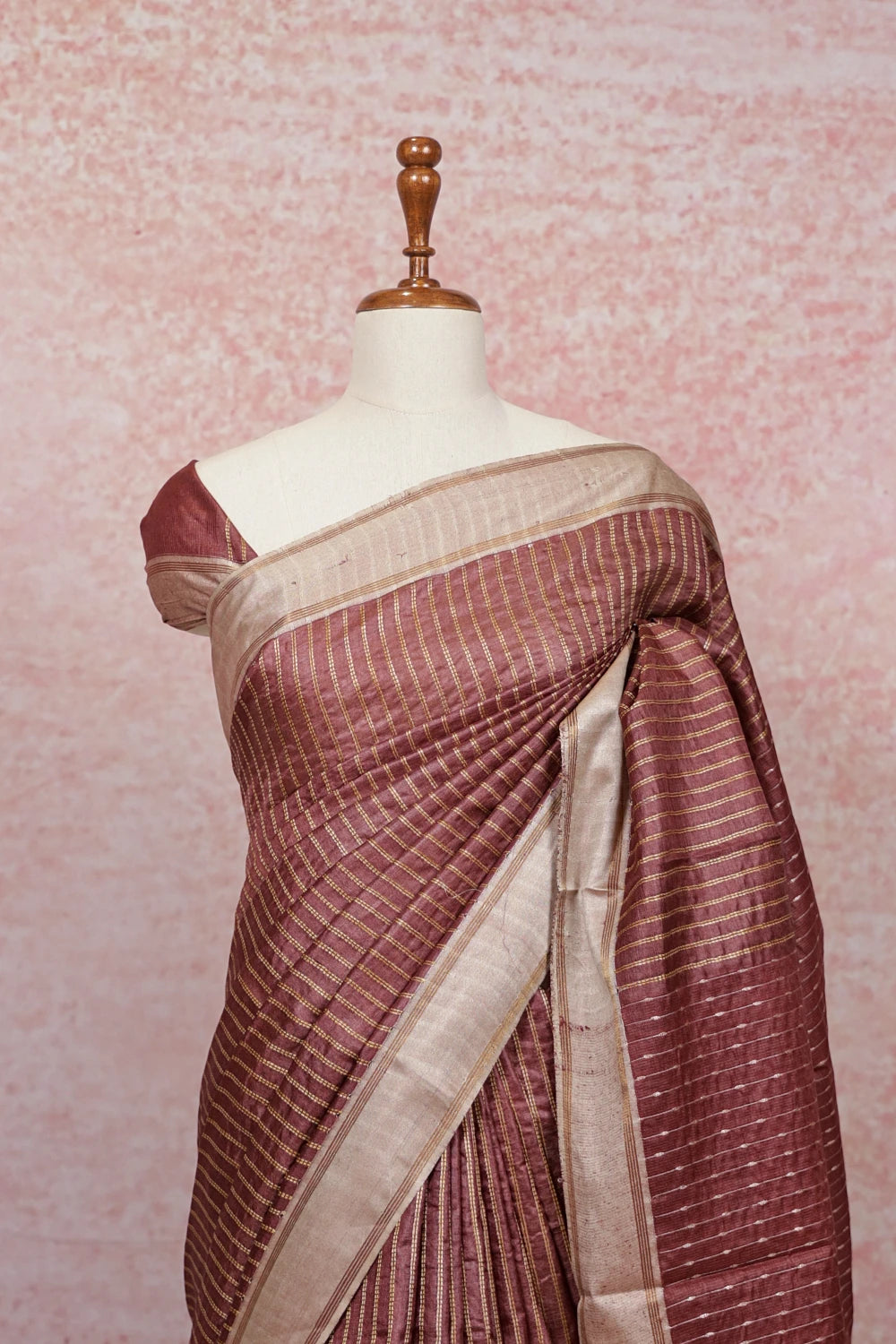 Chocolate Color Tussar Silk Saree