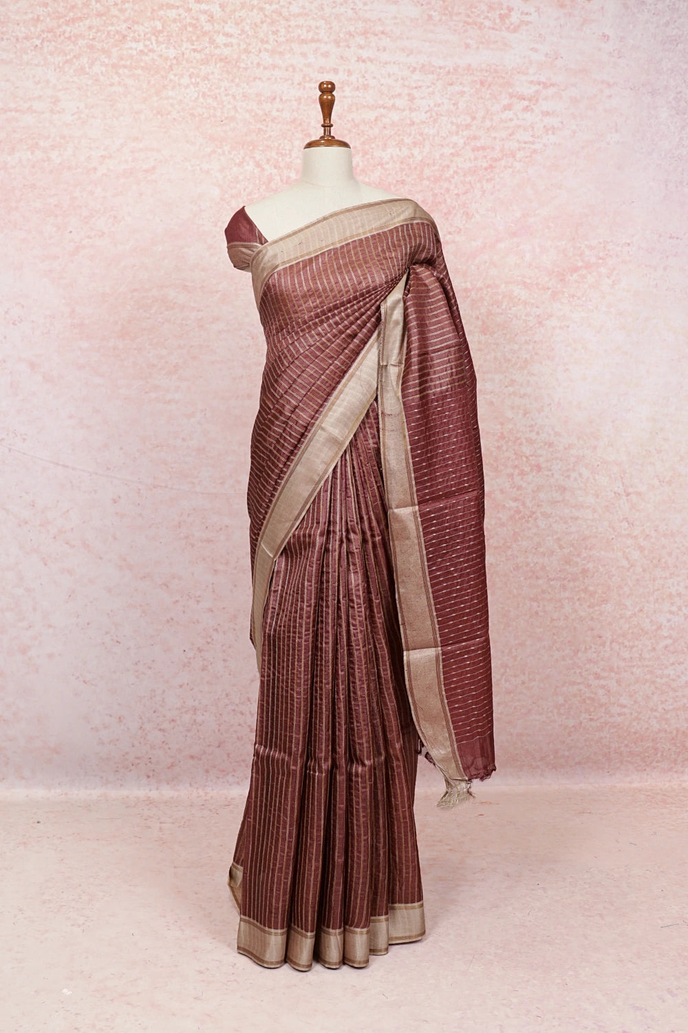 Chocolate Color Tussar Silk Saree