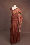Chocolate Colour Organza Tussar Saree