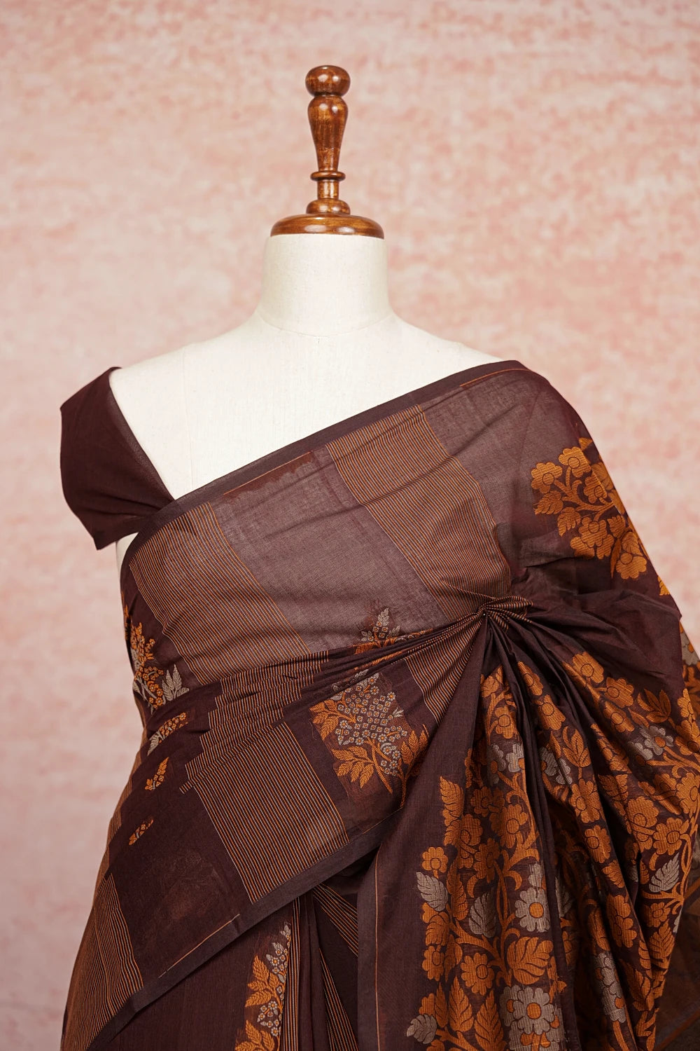 Coffee Brown Bengal Cotton Saree