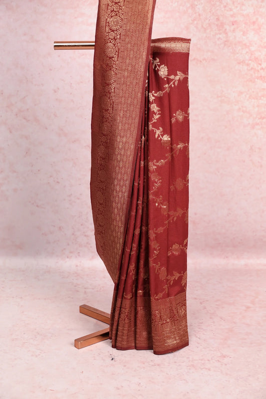 Coffee Brown Semi Banarasi Saree
