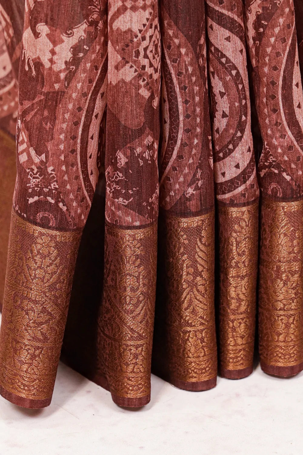 Coffee Brown Semi Jute Saree - Seematti