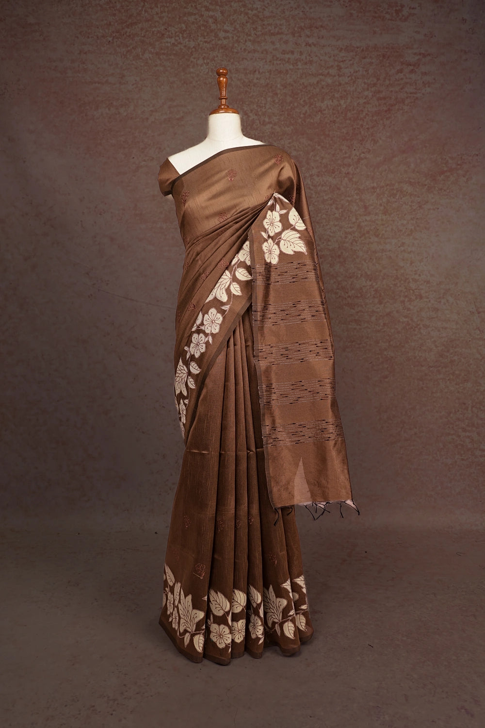 Coffee Brown Semi Jute Silk Saree