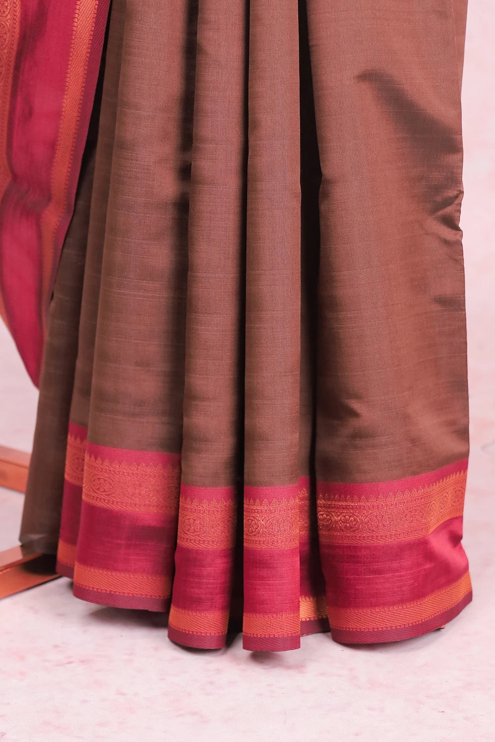 Coffee Brown Semi Silk Saree