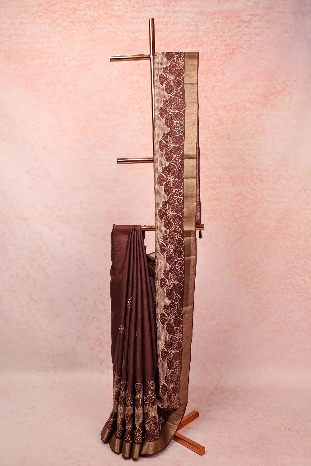 Coffee Brown Semi Tussar Saree