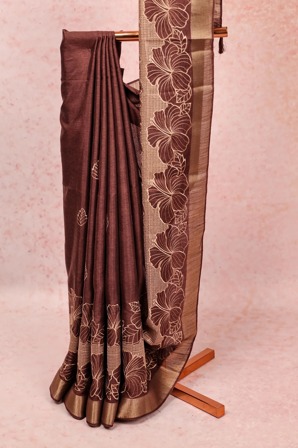 Coffee Brown Semi Tussar Saree