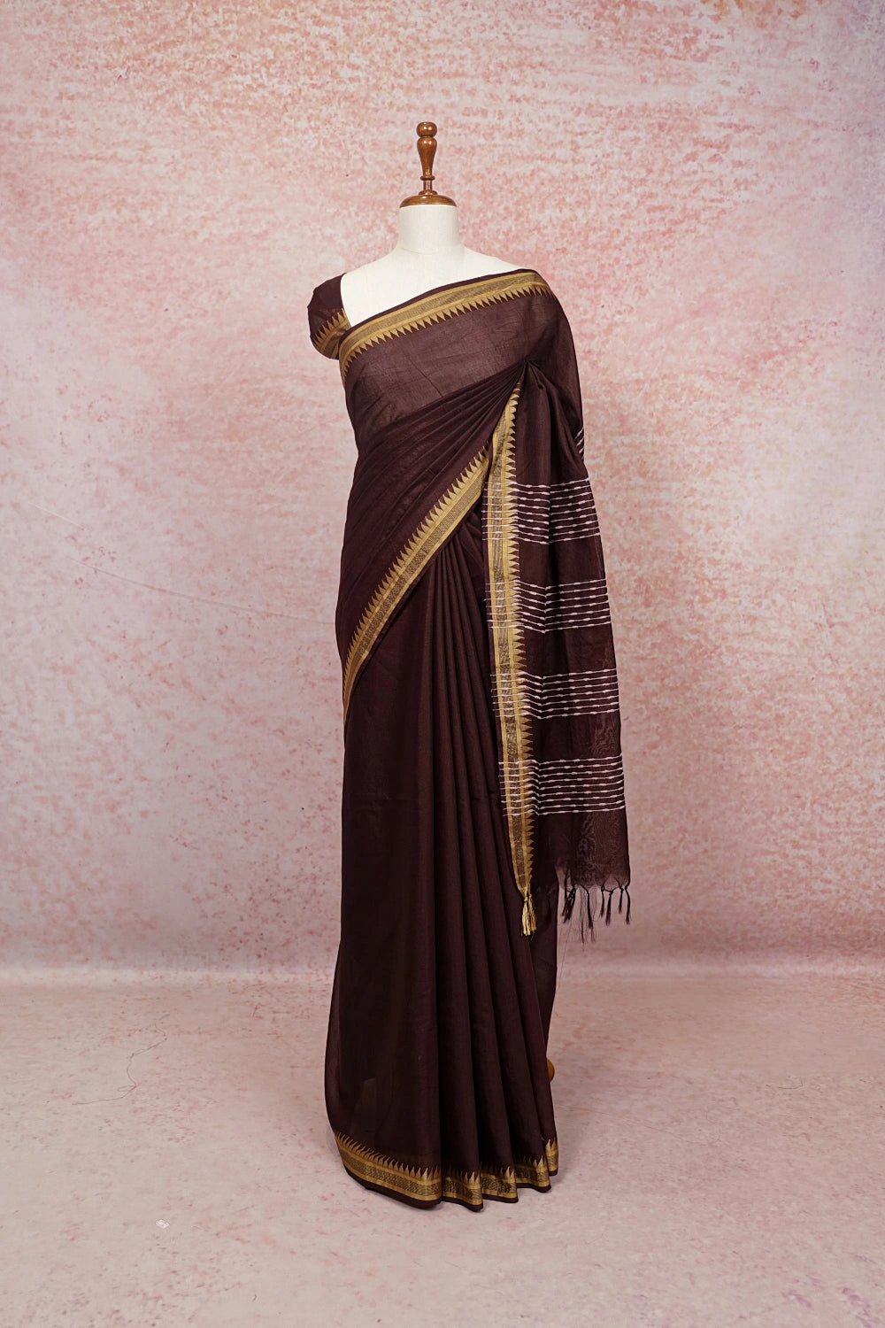 Coffee Brown Semi Tussar Saree - Seematti
