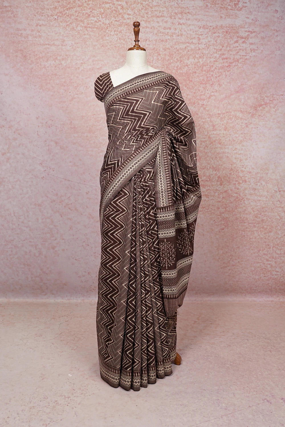 Coffee Brown Semi Tussar Saree - Seematti