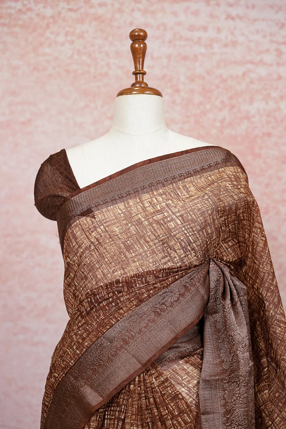 Coffee Brown Semi Tussar Saree - Seematti