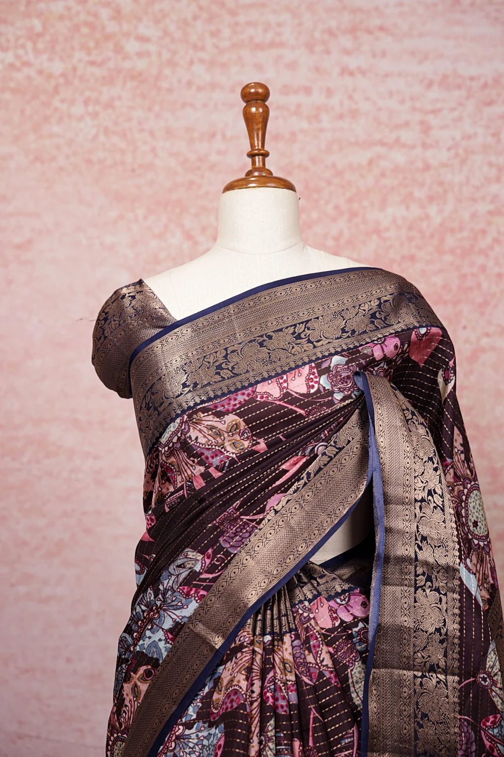 Coffee Brown Semi Tussar Saree - Seematti