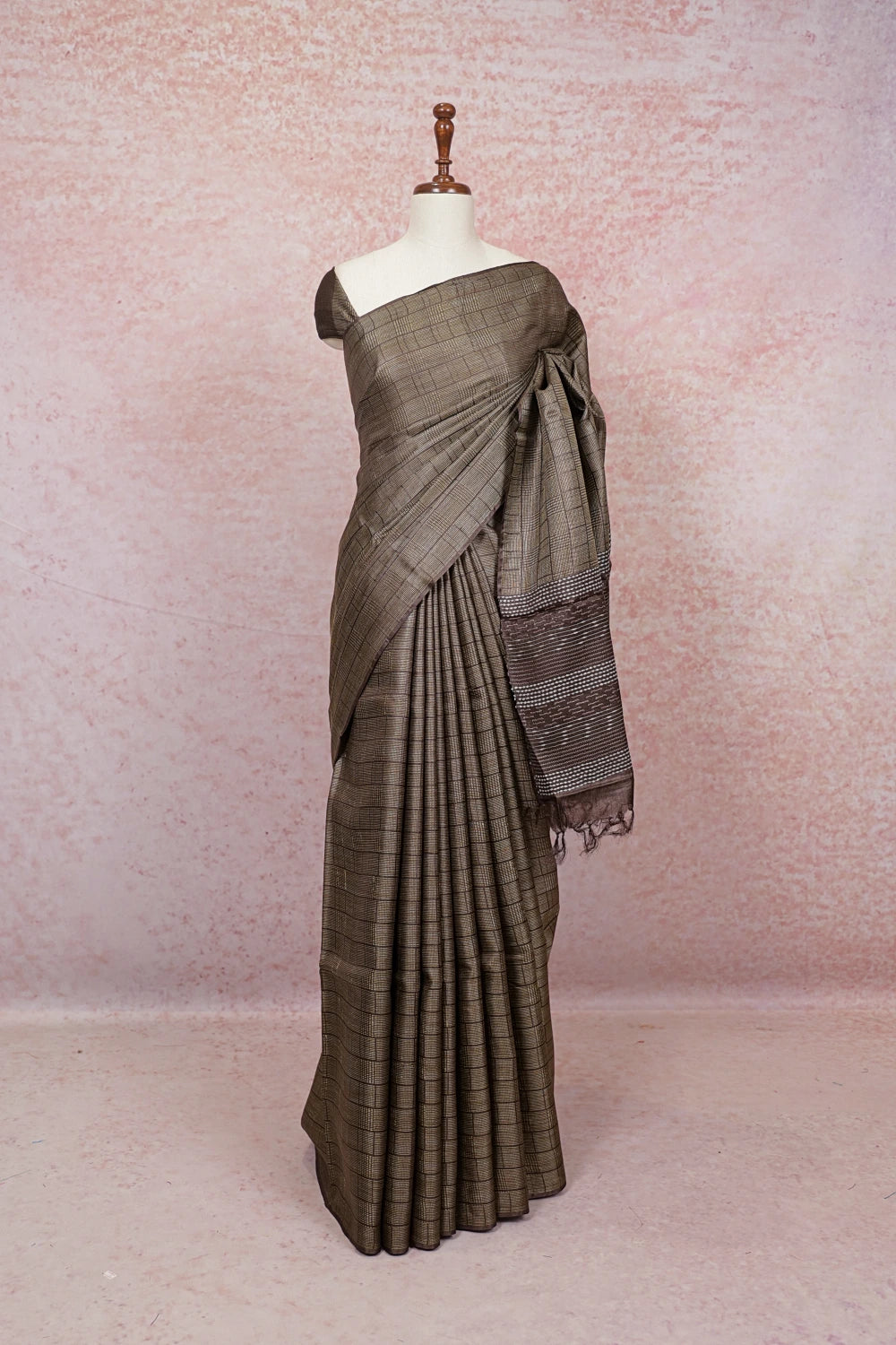 Coffee Brown Tussar SilK Saree