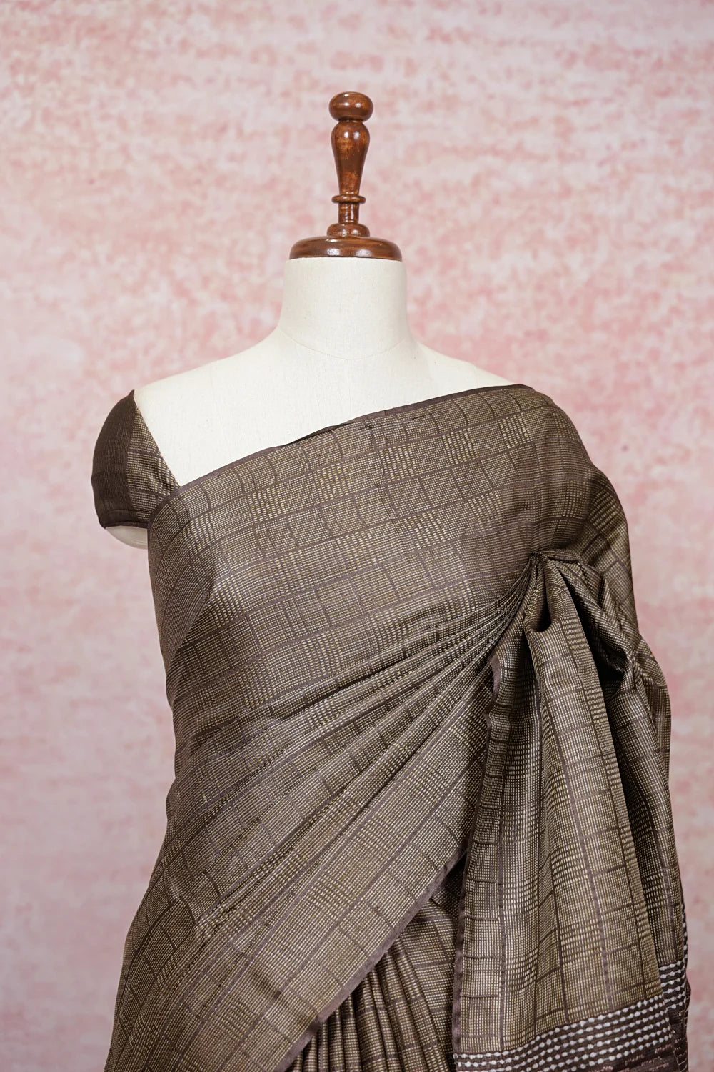 Coffee Brown Tussar SilK Saree
