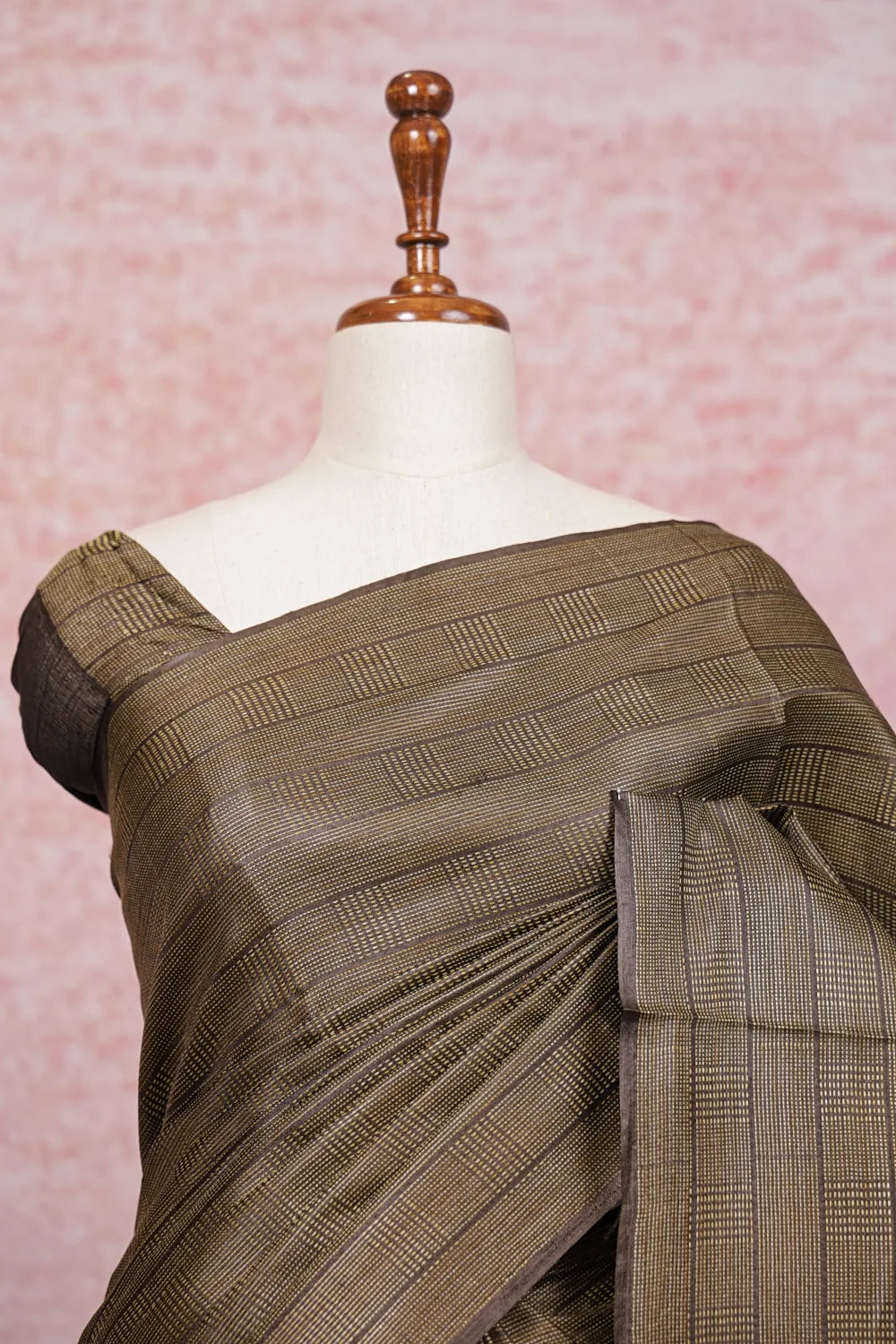 Coffee Brown Tussar Silk Saree - Seematti