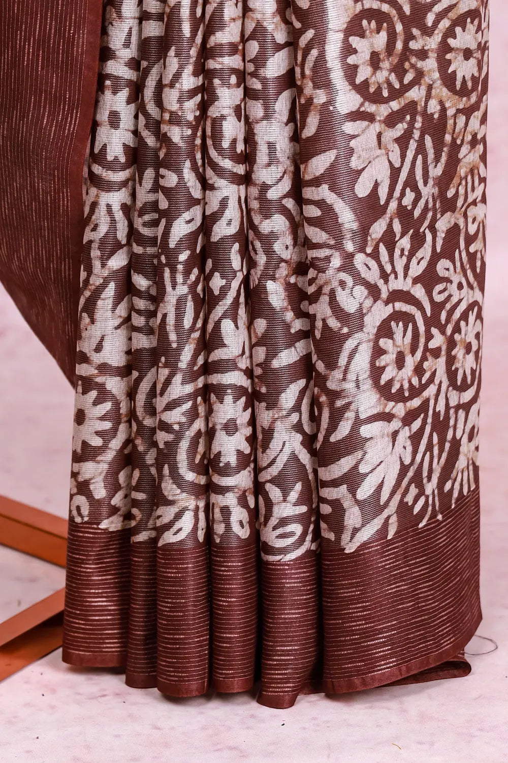 Coffee Brown Tussar Tissue Saree