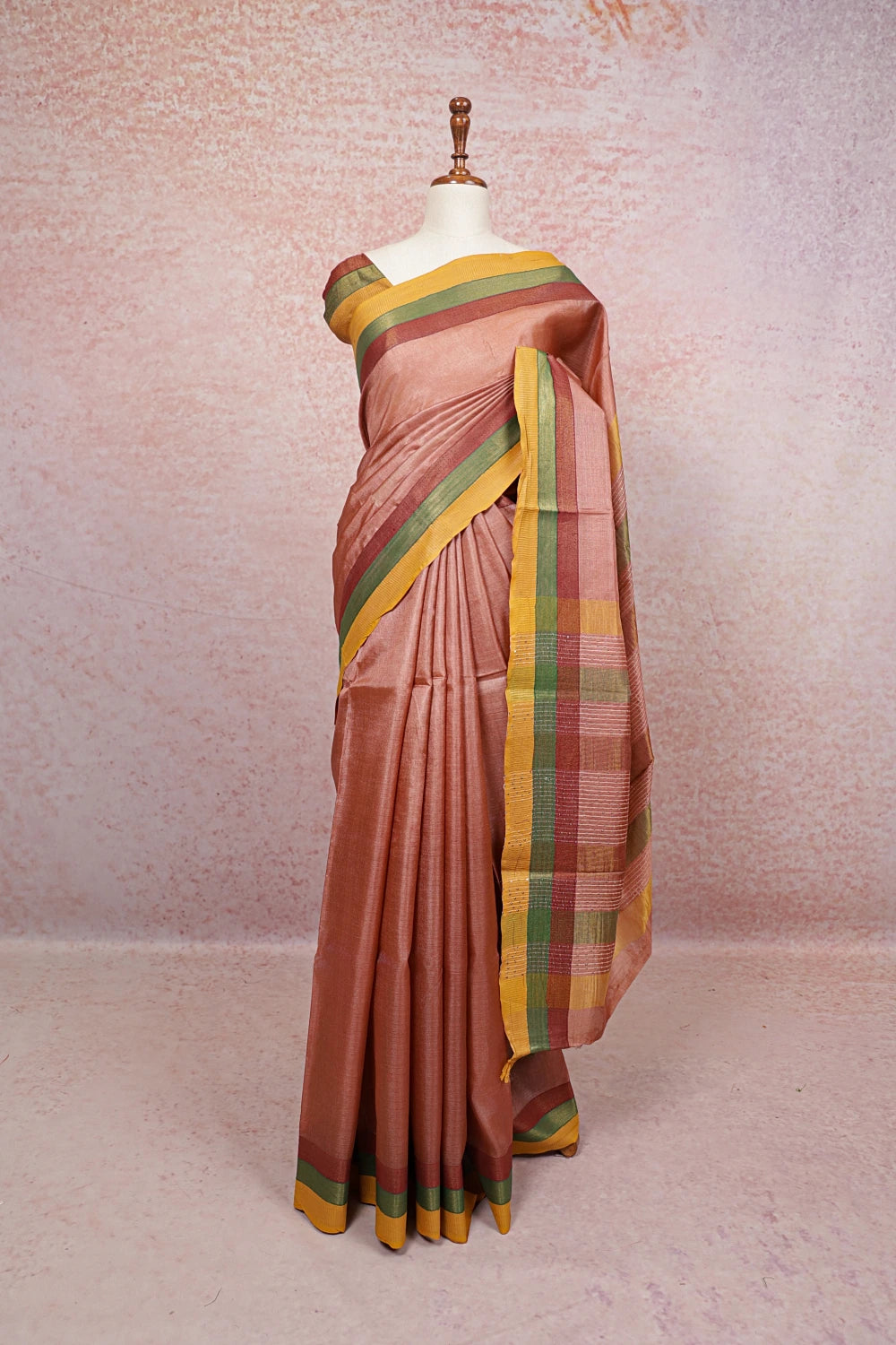Copper Brown Tussar Silk Saree - Seematti