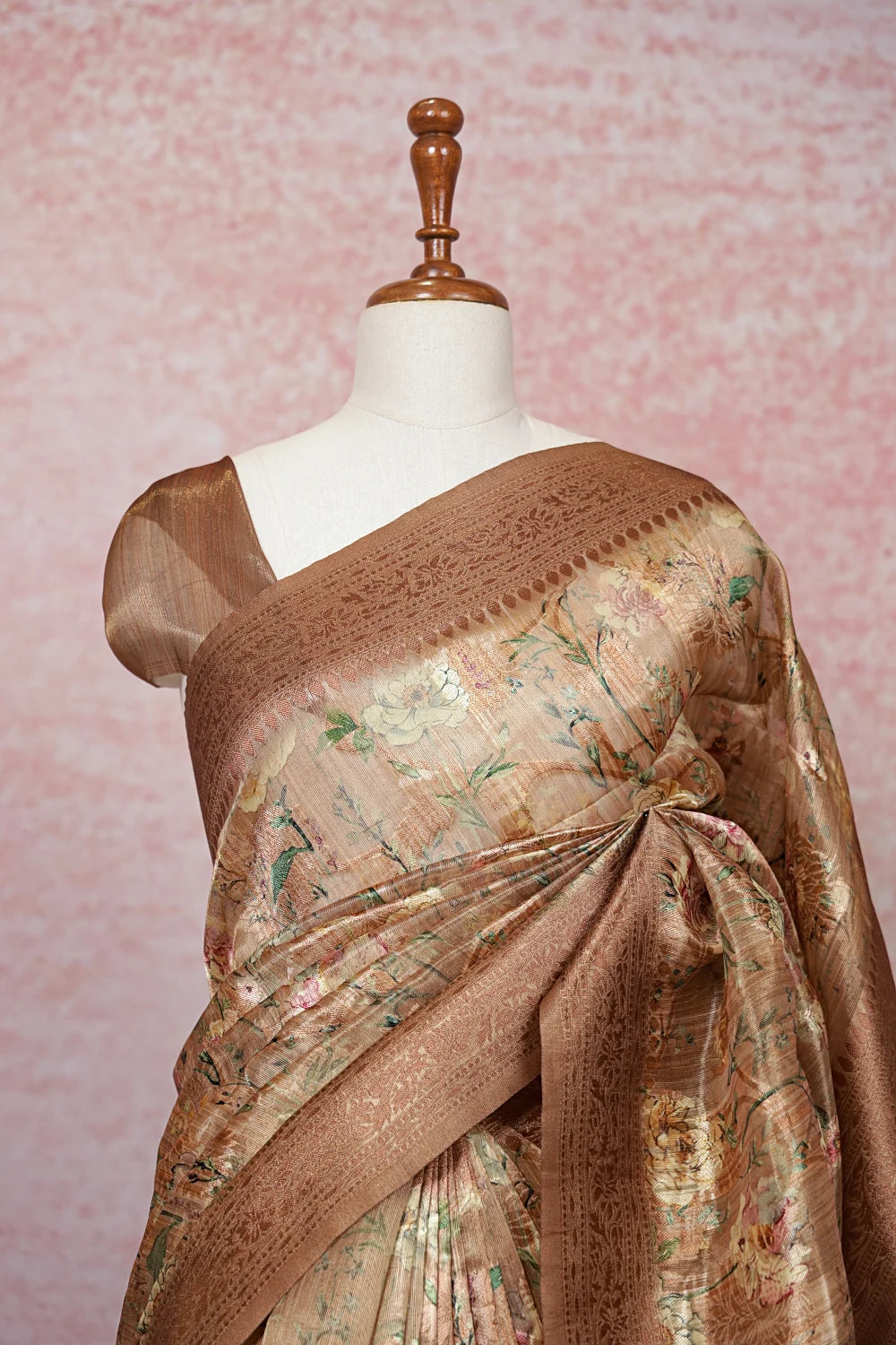Copper Color Semi Tissue Saree - Seematti