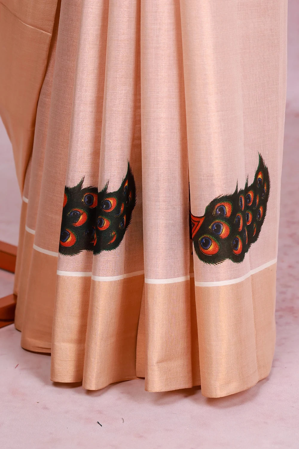 Copper Color Tissue Kerala Saree